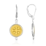 Sterling Silver and Gold-Plated Round Jerusalem Cross Dangling Earrings with Gemstones - 1