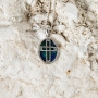Marina Jewelry Sterling Silver Necklace With Eilat Stone and Cross - 4