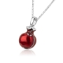 Marina Jewelry Sterling Silver and Enamel Red Pomegranate Necklace - 1