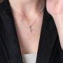 Marina Jewelry Sterling Silver Cross Pendant Necklace with Cubic Zircon  - 5