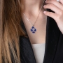 Marina Jewelry Sterling Silver Jerusalem Cross Necklace with Blue Enamel - 4