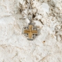 Marina Jewelry Sterling Silver Jerusalem Cross With Gold Plating and Grooved Design - 6