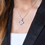 Marina Jewelry Sterling Silver Jerusalem Cross with Blue Enamel and Zircon Stones - 2