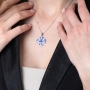Marina Jewelry Sterling Silver Oxidized Jerusalem Cross with Blue Enamel and Zircon Stones - 6