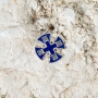 Marina Jewelry Sterling Silver Oxidized Jerusalem Cross with Blue Enamel and Zircon Stones - 7