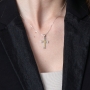 Marina Jewelry Sterling Silver Cross Necklace with Gold Plated Center - 5