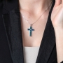 Marina Jewelry Sterling Silver Cross Necklace with Eilat Stone - 5