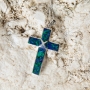 Marina Jewelry Sterling Silver Cross Necklace with Eilat Stone - 2