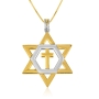 Unisex Gold-Plated Silver Two-Tone Star of David and Latin Cross Pendant - 1