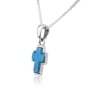 Sterling Silver and Blue Opal Framed Roman Cross Pendant Necklace - 3