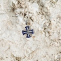 Sterling Silver and Blue Enamel Jerusalem Cross Pendant Necklace - 4