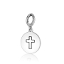 Marina Jewelry Sterling Silver Roman Cross Round Pendant Charm with Design - 1