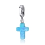 Marina Jewelry Sterling Silver Blue Opal Cross Pendant Charm - 2