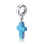 Marina Jewelry Sterling Silver Blue Opal Cross Pendant Charm - 4