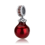 Marina Jewelry Sterling Silver and Red Enamel Pomegranate Pendant Charm with Garnets  - 2