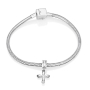 Marina Jewelry Sterling Silver Roman Cross Pendant Charm with Cubic Zirconia - 2