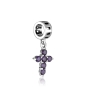 Marina Jewelry Sterling Silver Roman Cross Pendant Charm with Amethyst Gemstones  - 2
