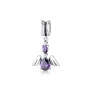 Marina Jewelry Sterling Silver Angel Pendant Charm with Amethyst and Cubic Zirconia Stones - 4