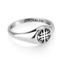 Marina Jewelry Sterling Silver Jerusalem Cross Signet Purity Ring with Jerusalem Inscription - 3