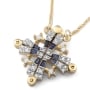 Anbinder Jewelry 14K Gold Jerusalem Cross Diamond Necklace with Sapphire Stones - 2