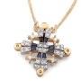 Anbinder Jewelry 14K Gold Jerusalem Cross Diamond Necklace with Sapphire Stones - 1