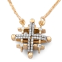 Anbinder Jewelry 14K Gold Double-Sided Jerusalem Cross Black/White Diamond Necklace - 1