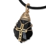 Swarovski Crystal and Gold Filled Postmodern Cross Necklace (Black) - 2