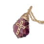 Swarovski Crystal and Gold Filled Postmodern Cross Necklace (Purple) - 2