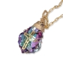 Swarovski Crystal and Gold Filled Postmodern Cross Necklace (Iridescent Blue/Purple) - 2