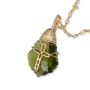 Swarovski Crystal and Gold Filled Postmodern Cross Necklace (Green) - 2