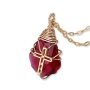 Swarovski Crystal and Gold Filled Postmodern Cross Necklace (Wine Red) - 2