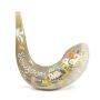 Hand Painted Floral Grafted-In Messianic Seal and Jerusalem Design Shofar - 2