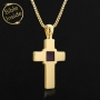 Nano Latin Cross Pendant with Bible Microchip - Silver or Gold - 9