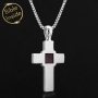 Nano Latin Cross Pendant with Bible Microchip - Silver or Gold - 8