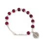 Holyland Rosary Pink Beaded Rosary Bracelet with Jerusalem Cross Charm - 1