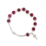 Holyland Rosary Pink Beaded Rosary Bracelet with Roman Cross Charm - 1