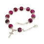 Holyland Rosary Pink Beaded Rosary Bracelet with Roman Cross Charm - 4
