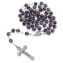 Holyland Rosary Faceted Purple Floral Beaded Rosary with Crucifix and Jerusalem Cross - 2