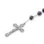 Holyland Rosary Faceted Purple Floral Beaded Rosary with Crucifix and Jerusalem Cross - 3