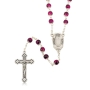 Holyland Rosary Pink Beaded Rosary with Jordan River Water and Crucifix - 1
