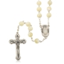 Holyland Rosary Pearl Beaded Rosary with Jordan River Water and Crucifix - 1