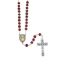 Holyland Rosary Red Rose Scented Wooden Beaded Rosary with Crucifix and Medallion - 1