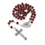 Holyland Rosary Red Rose Scented Wooden Beaded Rosary with Crucifix and Medallion - 4