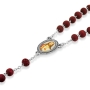 Holyland Rosary Red Rose Scented Wooden Beaded Rosary with Crucifix and Medallion - 3