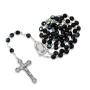 Holyland Rosary Black Faceted Round Beaded Rosary with Jordan River Water and Crucifix - 5