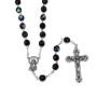 Holyland Rosary Black Faceted Round Beaded Rosary with Crucifix and Mary Charm - 1