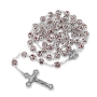 Holyland Rosary Red Metal Cased Beaded Rosary with Crucifix and Jerusalem Cross - 4