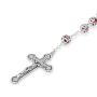Holyland Rosary Red Metal Cased Beaded Rosary with Crucifix and Jerusalem Cross - 2