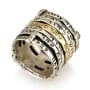 925 Sterling Silver and 14K Yellow Gold Stacked Mystical Prayer Spinning Ring With Diamonds - 3