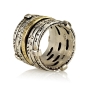 925 Sterling Silver and 14K Yellow Gold Stacked Mystical Prayer Spinning Ring With Diamonds - 2